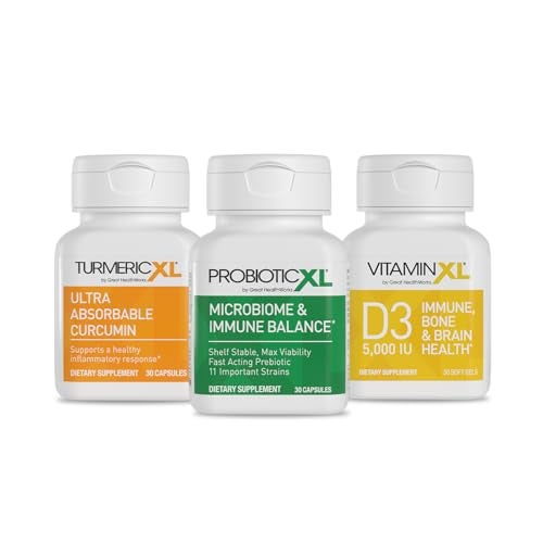 TrioXL 3 Powerful Supplements That Promote a Strong Immune System Includes TumericXL VitaminXL D3 ProbioticXL GlutenFree Immune Booster 330 Count